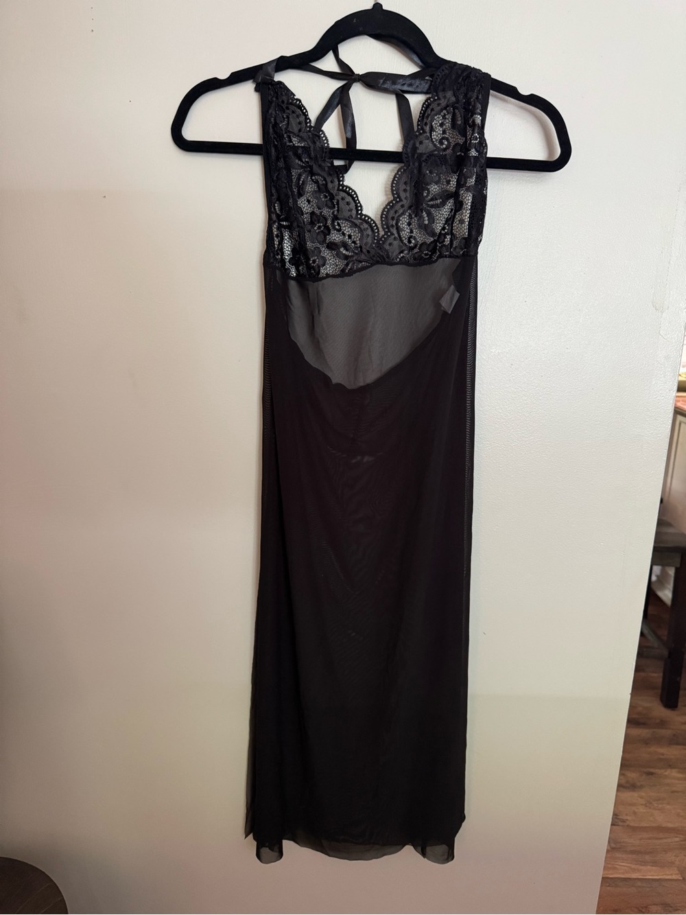 Black Lace & Mesh Long Chemise